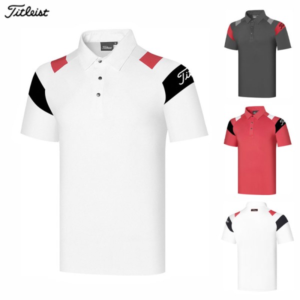 titleist 골프 3종 남성 쓰리톤 기능성 반팔 카라 티셔츠