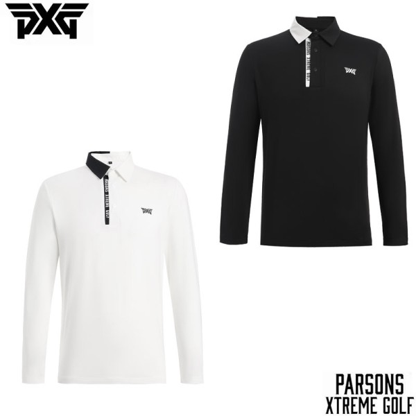 PXG 2종 남성 투톤 카라 긴팔 티셔츠