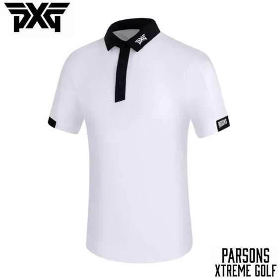 PXG 4종 남성 투톤 넥 카라 반팔 티셔츠