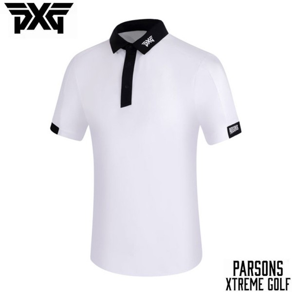 PXG 4종 남성 투톤 넥 카라 반팔 티셔츠